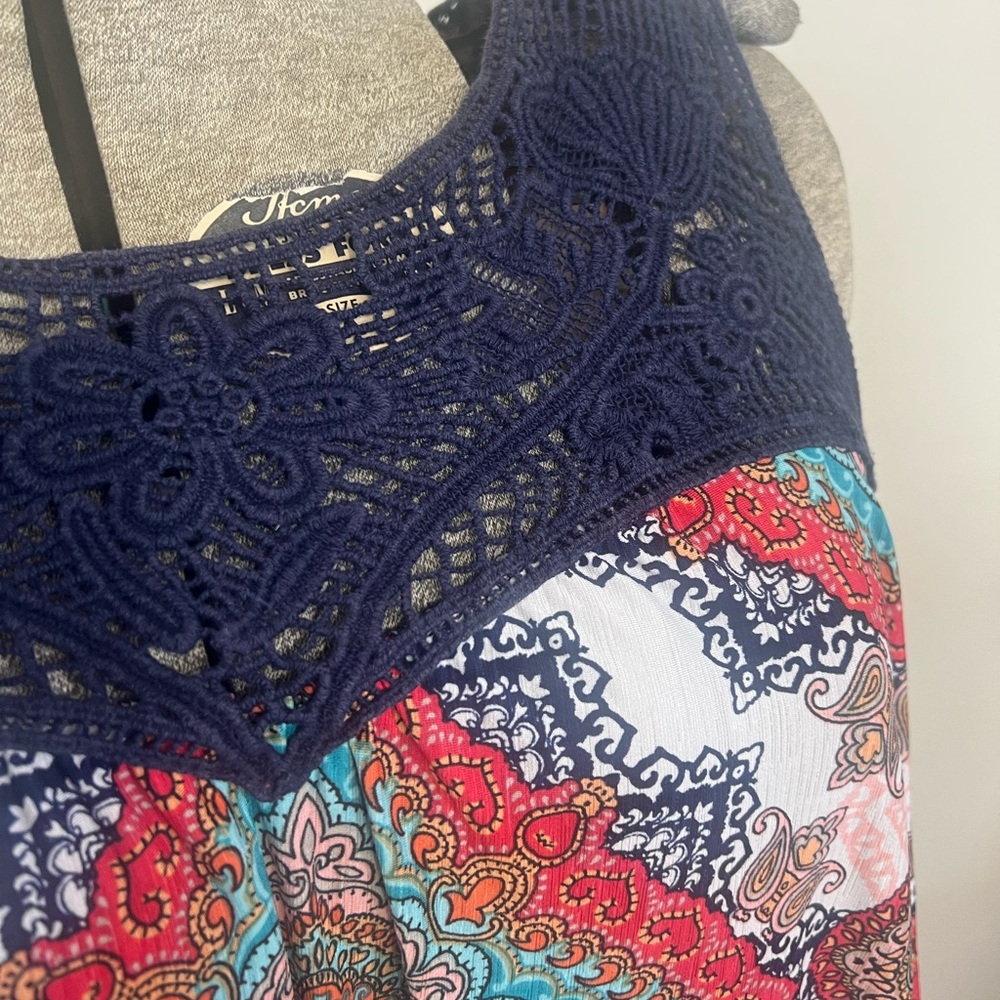 West Kei Multi Color Sleeveless Tunic Blouse Knitted Top Size X-Large - Picture 3 of 10